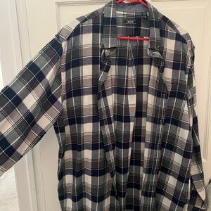 Izod Men's Navy and White Plaid Shirt Jacket